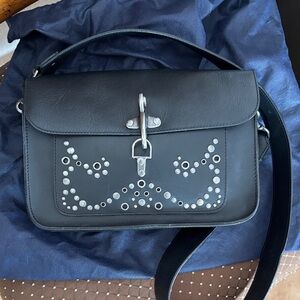 Lucky Brand Leather Black Studded Crossbody Bag